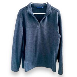 Apt. 9 Dark Heathered Slate Blue/Charcoal Grey Blend 1/4 Zip Pullover Size Large